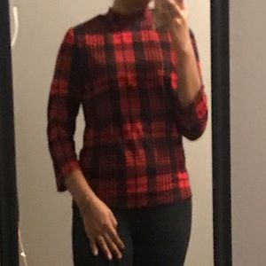 NEW SHEIN RED AND BLACK GRID SHIRT